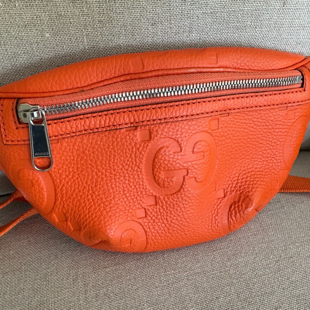 GUCCI Piuma Calfskin Jumbo GG Embossed Small Belt Bag